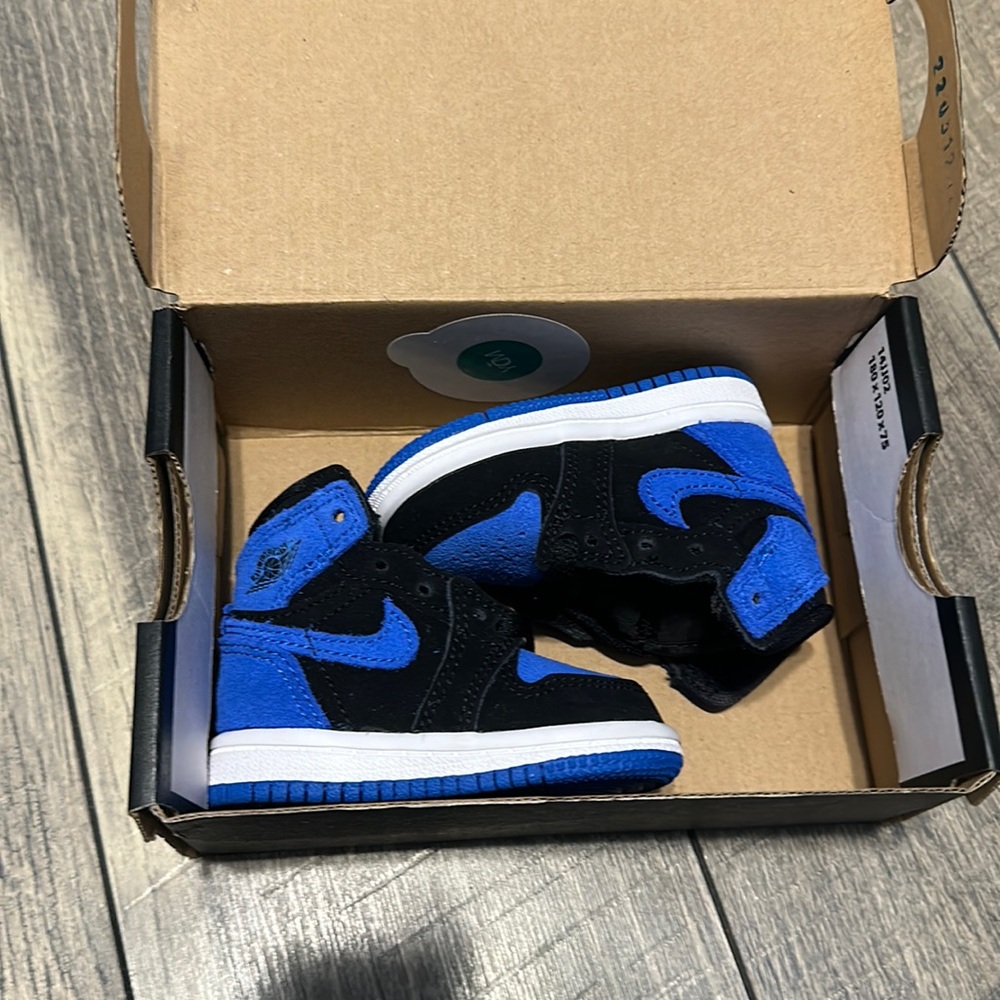 JORDAN 1 RETRO HIGH OG (TD) FD1413 042 SIZE 2c BLACK/ROYAL BLUE-WHITE